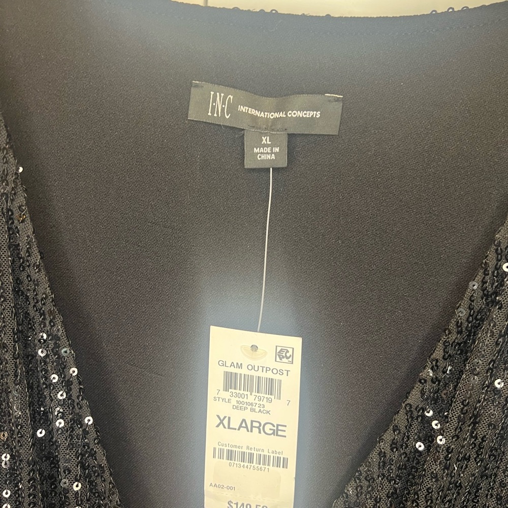 INC International Concepts Black Sequin Jumpsuit. NWT. Excellent condition. - Picture 13 of 13